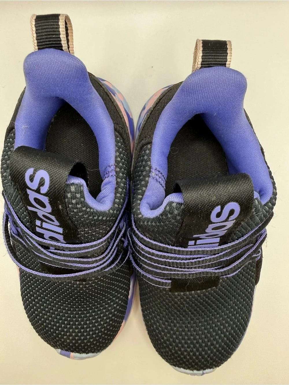 adidas Kids Black & Purple Lace-Detail Athletic Sneakers